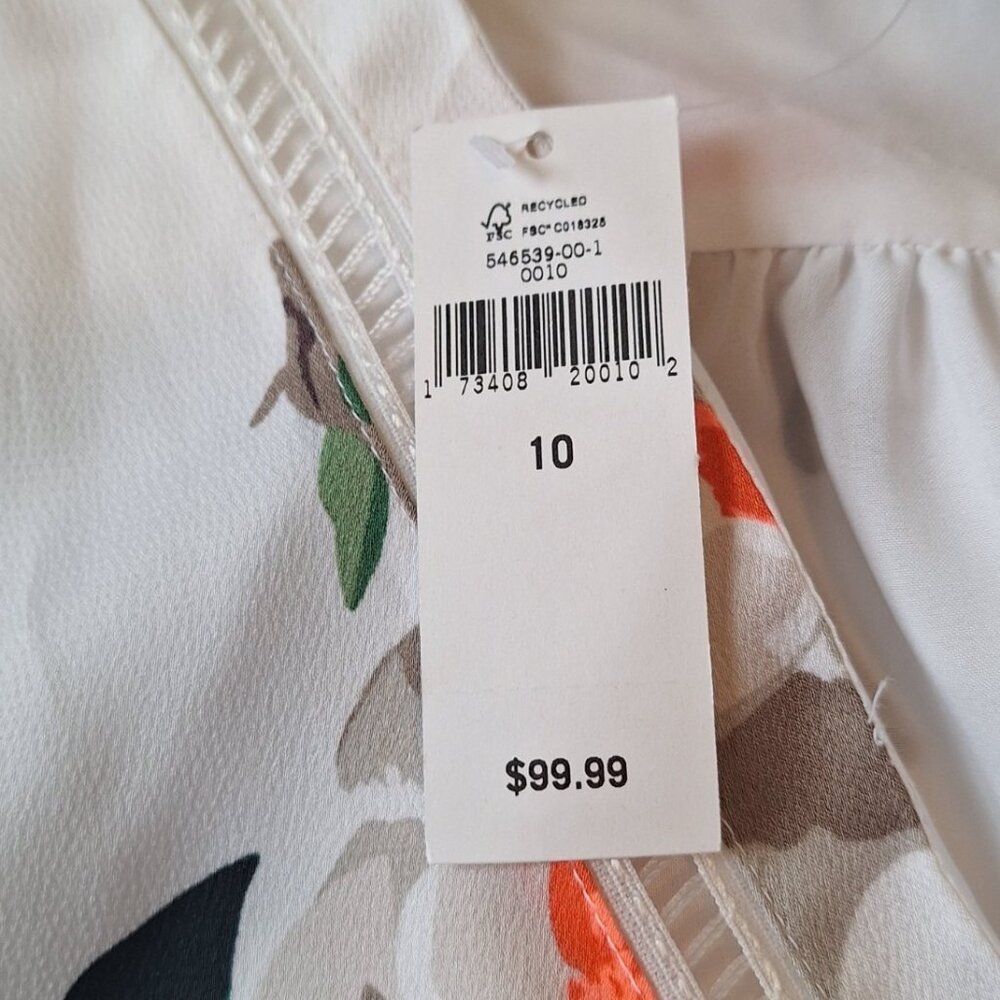 BANANA REPUBLIC White Magnolia Floral Dress SZ 10 - Picture 4 of 6
